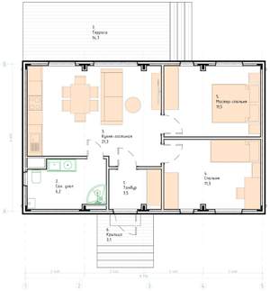 Дом 59м², 1-этажный, участок 6 сот.