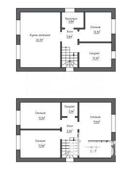 Коттедж 110м², 2-этажный, участок 4 сот.  