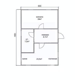 Дом 54м², 1-этажный, участок 4 сот.  