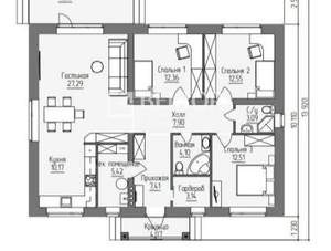 Дом 106м², 1-этажный, участок 6 сот.  