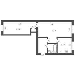 2-к квартира, на длительный срок, 44м2, 3/6 этаж