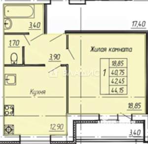 1-к квартира, на длительный срок, 44м2, 8/9 этаж