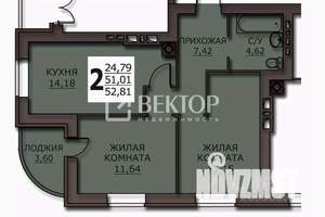 2-к квартира, вторичка, 53м2, 3/10 этаж