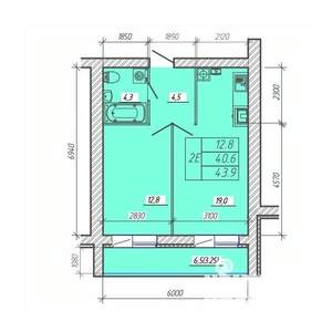 2-к квартира, вторичка, 44м2, 3/9 этаж