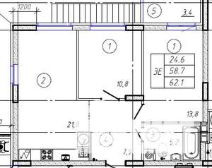 3-к квартира, строящийся дом, 62м2, 2/9 этаж