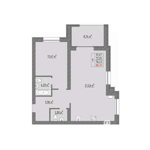 1-к квартира, вторичка, 81м2, 4/9 этаж