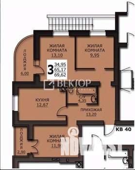 3-к квартира, вторичка, 70м2, 1/10 этаж