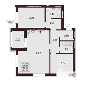 3-к квартира, вторичка, 99м2, 2/9 этаж
