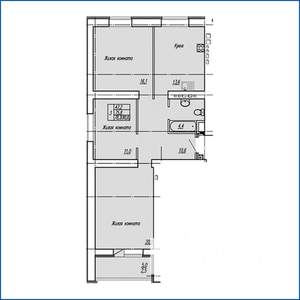 3-к квартира, строящийся дом, 78м2, 6/14 этаж