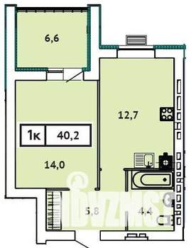1-к квартира, строящийся дом, 40м2, 1/9 этаж