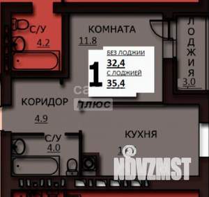1-к квартира, вторичка, 35м2, 4/10 этаж