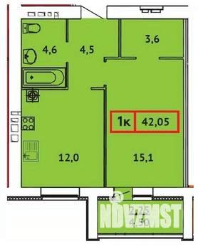1-к квартира, строящийся дом, 42м2, 8/10 этаж