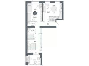 Студия квартира, вторичка, 70м2, 7/9 этаж