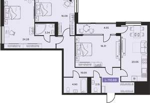 4-к квартира, вторичка, 111м2, 13/14 этаж