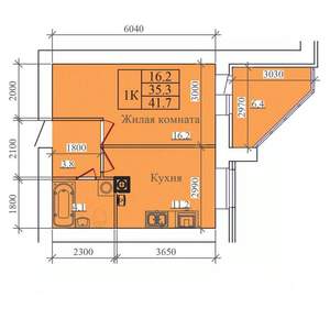1-к квартира, вторичка, 42м2, 7/14 этаж