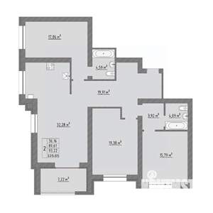 3-к квартира, строящийся дом, 125м2, 4/9 этаж