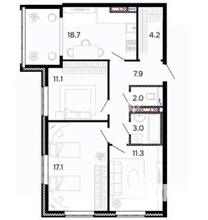 2-к квартира, вторичка, 76м2, 4/6 этаж