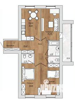 3-к квартира, строящийся дом, 87м2, 9/10 этаж