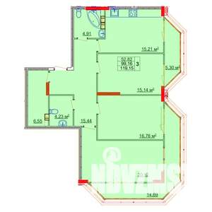 3-к квартира, строящийся дом, 119м2, 9/14 этаж