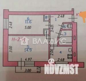 2-к квартира, вторичка, 40м2, 5/5 этаж