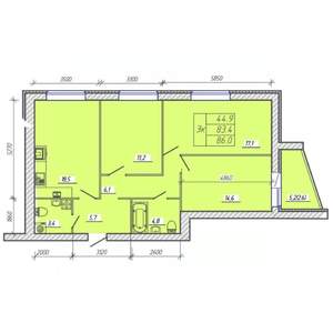 3-к квартира, вторичка, 86м2, 8/9 этаж