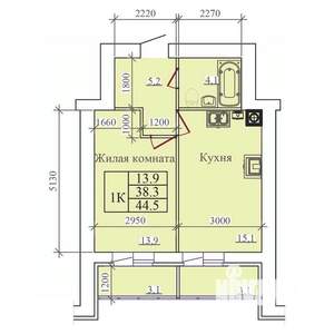 1-к квартира, вторичка, 45м2, 14/14 этаж