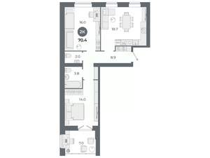 2-к квартира, вторичка, 70м2, 5/9 этаж