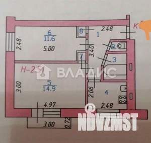 2-к квартира, вторичка, 40м2, 5/5 этаж