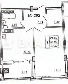 1-к квартира, вторичка, 58м2, 4/20 этаж