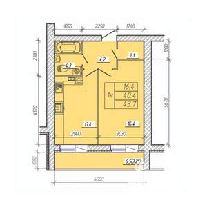 1-к квартира, вторичка, 44м2, 9/9 этаж