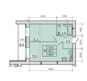1-к квартира, вторичка, 47м2, 2/14 этаж