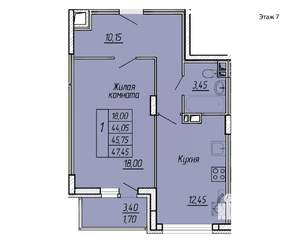 1-к квартира, вторичка, 47м2, 7/11 этаж