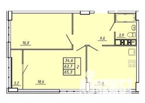 2-к квартира, строящийся дом, 65м2, 11/17 этаж