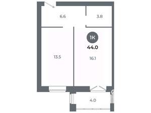Студия квартира, вторичка, 44м2, 2/9 этаж
