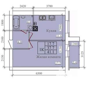 1-к квартира, вторичка, 41м2, 13/14 этаж