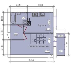 1-к квартира, вторичка, 38м2, 13/14 этаж