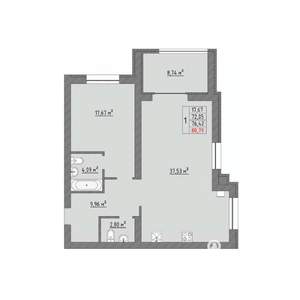 1-к квартира, вторичка, 81м2, 9/9 этаж