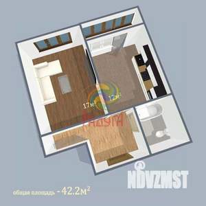 1-к квартира, вторичка, 42м2, 1/10 этаж