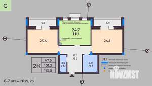 2-к квартира, строящийся дом, 108м2, 7/9 этаж