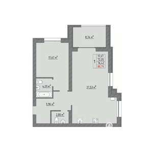2-к квартира, строящийся дом, 81м2, 1/9 этаж