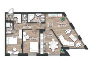 3-к квартира, вторичка, 110м2, 9/14 этаж