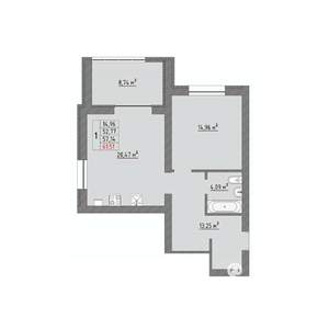 1-к квартира, строящийся дом, 62м2, 6/9 этаж