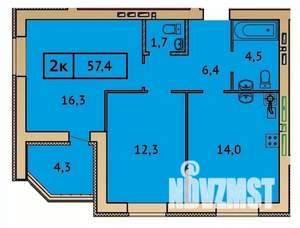 2-к квартира, вторичка, 57м2, 7/9 этаж