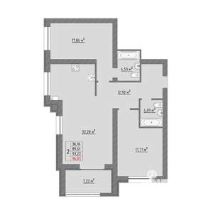 2-к квартира, строящийся дом, 97м2, 9/9 этаж