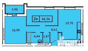 2-к квартира, строящийся дом, 66м2, 9/9 этаж