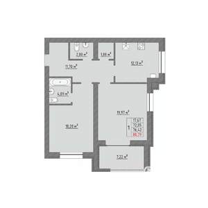 2-к квартира, вторичка, 78м2, 2/9 этаж