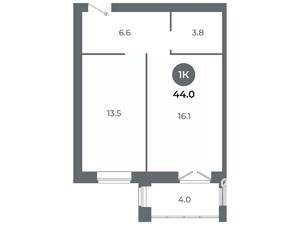 Студия квартира, вторичка, 44м2, 5/9 этаж