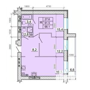 3-к квартира, вторичка, 68м2, 3/14 этаж