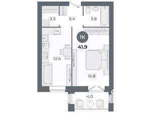 Студия квартира, вторичка, 42м2, 6/9 этаж