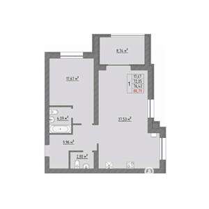 1-к квартира, строящийся дом, 81м2, 3/9 этаж